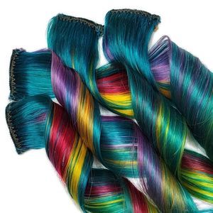 Oil Slick Rainbow Remy Human Hair Extensions 8 inch Short Hairstyles